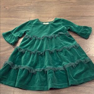 Hanna Anderson Green Velvet Ruffle Dress size 90 1:24